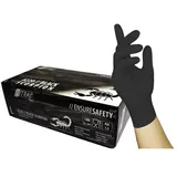 Nitras Medical NITRAS BLACK SCORPION Latex Einmalhandschuhe, schwarz, Unsteril, Rollrand, puderfrei, beidseitig tragbar, extra griffig, 1 Packung = 100 Stück, Größe XS