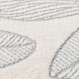 Carpet City Kurzflor Teppich Grau, Creme - 160x230 cm - Wohnzimmer-Teppiche Hochtief-Muster, 3D-Effekt - Florales Muster - Flachflor Bodenbelag, Deko Schlafzimmer