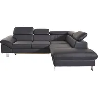 Ecksofa COTTA "Driver L-Form" Sofas Gr. B/H/T: 268cm x 73cm x 214cm, Kunstleder SOFTLUX, Ottomane rechts, mit Kopfteilverstellung-ohne Bettfunktion und Bettkasten, schwarz mit Kopfteilverstellung, wahlweise Bettfunktion