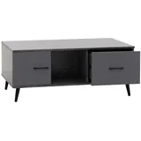 Mendler Couchtisch HWC-N89, Sofatisch, Schubladen Türen Fächer Fischgrätenmuster Melamin Holz, 42x103x60cm ~ Marmor-Optik grau