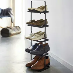 Yamazaki Schuhregal mit 5 Ablagen schwarz tragbar platzsparend schmal Metall Schuhablage für 5 Paar Schuhe 22x77x14cm "TOWER"