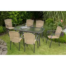 Merxx Roma Set 7-tlg. Tisch 150 x 80 cm inkl. Stapelsessel graphit/schoko