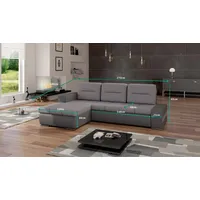 Design Ecksofa Ottavio Bettfunktion Couch Wohnlandschaft Sofas  Schlaf Sofa Neu - Grau