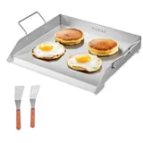 Vevor Grillplatte Grillpfanne Edelstahl universelle rechteckige Platte (448 x 370 mm) mit flacher Oberseite, Gasgrill-Grillplatte für BBQ-Grill Teppanyaki, Familienkochgeschirr mit Griff