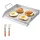 Vevor Grillplatte Grillpfanne Edelstahl universelle rechteckige Platte (448 x 370 mm) mit flacher Oberseite, Gasgrill-Grillplatte für BBQ-Grill Teppanyaki, Familienkochgeschirr mit Griff