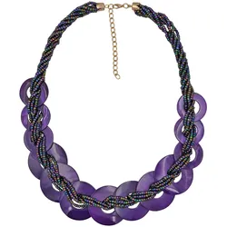 Steuer Modeschmuck Collierkette Glasperlenkette mit Muschelringen lila