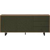 trendteam Sentra 183 x 75 x 40 cm dunkelgrün/Eiche mit 2 Türen und 3 Schubladen / dunkelgrün