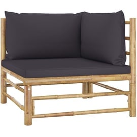 vidaXL 5-tlg. Garten-Lounge-Set mit Dunkelgrauen Kissen Bambus