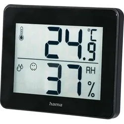 Hama Thermo-Hygrometer TH-130, Innentemperatur, Luftfeuchtigkeit, schwarz 4047443416711 Hama