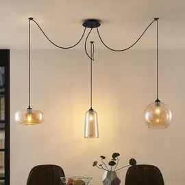 LUCANDE Zyli 3-flg. E27 60 cm Vintage/Glas