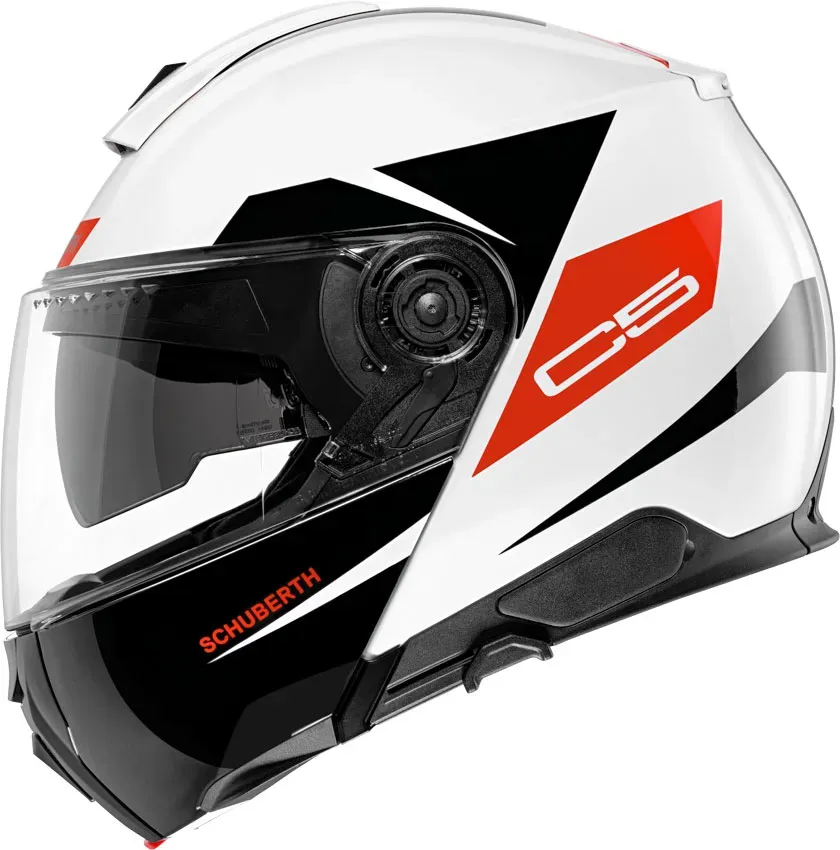 Schuberth C5 Eclipse, casque à bascule - Noir/Blanc/Rouge Néon - 3XL (64/65)