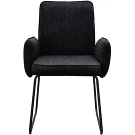 Svita ALBA 2er Set Esszimmerstühle Armlehnstuhl Polsterstuhl Stoffbezug Schwarz