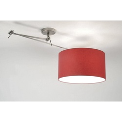 Pendelleuchte Laendlich Modern Edelstahl Stoff Metall Rot Rund