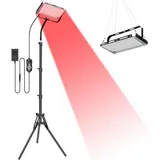 Rotlichtlampe mit Ständer, Infrarotlampe, 660 nm und 850 nm rotes LED-Licht mit Timer, Infrarotlampentherapie für Körper, Rücken, Knie, Bein, 60–180