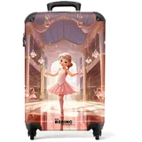 NoBoringSuitcases.com© Kinderkoffer Ballerina - Mädchen - Rosa - Kinder 55x35x20cm, 4 Rollen, Kinder Koffer Klein, Trolley Handgepäck blau|bunt 35 cm x 55 cm x 20 cm