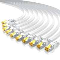 Primewire 10x LAN-Kabel CAT.7, RJ-45 (Ethernet), CAT 7 Flachband U/FTP Gigabit Netzwerkkabel 10 Gbit/s Patchkabel - 1m