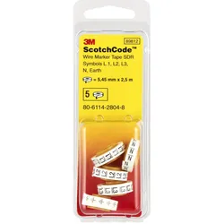 3M ScotchCode SDR-SYM Kabelmarkierer Nachfüllrollen, Symbole "L1", "L2", "L3", "N", "ERDE", 5er Pack