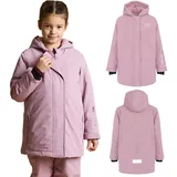 KADVA Kinder Skijacke mit Kapuze SKIRO JACKET JR in Rosa Größe 110 cm Wasser- und winddicht mit Kapuze Reißverschlusstaschen Klettverschluss Verstellbare Ärmelbündchen mit reflektierenden Elementen - 110