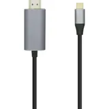 AISENS USB-C auf HDMI Kabel Stecker/Stecker 0,8 m Silber/Schwarz