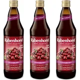 RABENHORST - Cranberry Muttersaft 3er Pack (3 x 700 ml) - 100 % purer Cranberry-Direktsaft aus erster Pressung aus sorgfältig ausgewählten, original nordamerikanischen Cranberrys von bester Qualität