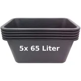 BURI Mörtelkübel Set Pflanzwanne Mörtelkasten Pflanzkübel Zementkübel Maurerkasten, (5-tlg) schwarz 65 l