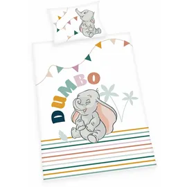 Herding Disney ́s Dumbo Bettwäsche-Set, Made in Green, Kopfkissenbezug 40 x 60 cm mit Hoteleinschlag, Bettbezug 100 x 135cm, Mit leichtläufigem Reißverschluss, 100% Baumwolle/Renforcé