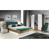 Xlmoebel Komplettschlafzimmer Vollständiges Schlafzimmer Set mit Nachttisch, Bett und Kleiderschrank, (Komplett Schlafzimmer 4062292182716), Hergestellt in Europa grün
