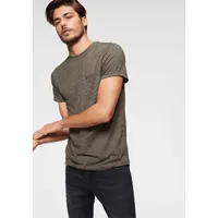 bruno banani T-Shirt, Kurzarm, Slim Fit, unifarben, Rundhalsausschnitt, Gr. XXL (60/62), olivgrün-meliert, , 96306929-XXL