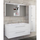 VCM 4-tlg. Waschplatz Budasi Spiegelschrank mit Hochschrank Weiß