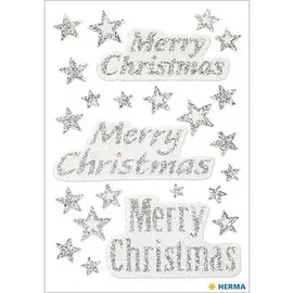 Herma Merry Christmas Aufkleber 3731 24 Stück Silber