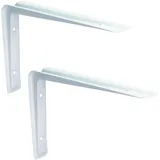 PRIOstahl Regalträger Stahlwinkel Regalwinkel Regalhalterung Regalkonsole Regalbodenträger - 2 x Träger 155 x 220 mm in Weiß für Regale Regalsystem Wand Winkel Wandregal Wandkonsole aus Stahl