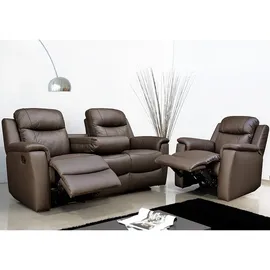 vente-unique Ledergarnitur Relax 3+2+1 - braun - Evasion