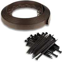WENNEWU Rasenkante Kunststoff Flexible Rasenkante mit Erdanker Kunststoff Beeteinfassung Gartenzaun Beetumrandung Rasenumrandung Gartendeko Gartenpalisade, Gras- und Steintrennung,Braun,5cm*10m