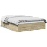 vidaXL Bettgestell mit Schubladen Sonoma-Eiche 140x190cm Holzwerkstoff
