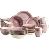 Mäser Bel Tempo II, 30-teiliges Vintage Geschirr Set für 6 Personen, handbemaltes Keramik Kombiservice, Steingut, Berry
