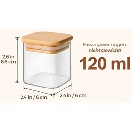 luxuskollektion 16 Glasgewürzdosen M.bambusdeckel 113ml+275 Etiketten