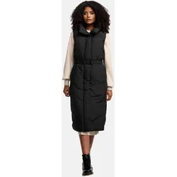 Longweste NAVAHOO "Abendlied XIV", Damen, Gr. M (38), schwarz, Obermaterial: 100% Polyester (recycelt), Innenfutter: 100% Polyester (recycelt), Wattierung: 100% Polyester (recycelt), modisch, gerade kniebedeckend, hoch geschlossener Ausschnitt, Westen, Ärmellose Winter-Weste mit hohem Stehkragen