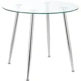[en.casa] Glastisch Humppila 80x75 cm Chromfarben