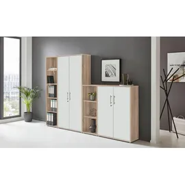 BMG-Möbel Büro Office Edition Set 4, Weiß/Sonoma eiche