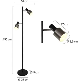 Steinhauer Stehleuchte 155,0 cm Metall schwarz