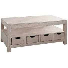 Massivmoebel24 Couchtisch Akazie 120x70x50 white stone getüncht NATURE White #33