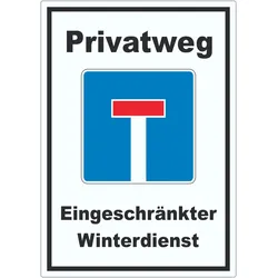HB-Druck Privatweg Eingeschränkter Winterdienst Aufkleber A2 (420x594mm)