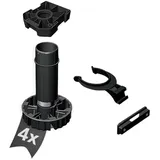 siwitec 4 x Sockelfuss Komplett-Set, Schwarz, 100 mm inkl. Blendenhaltern und -kammern und Gleitern zum Anschrauben, Traglast 200 kg pro Fuß, Schwarz, Füsse für Schränke, Füße für Möbel