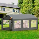 Kidsgigglz Pavillon 3x6, Partyzelt wasserdichte, Gartenzelt Metallgestell stabile, UV-beständig, Festzelt aus Verzinkte Stahlgestänge & PE-Plane, Festzelt für Gartenfest, Grillpartys Partyzone, Grau