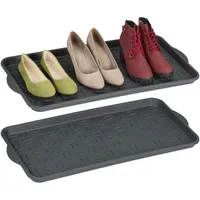 Relaxdays Schuhabtropfschale 2er Set, Kunststoff, Schuhablage 3 Paar Schuhe,