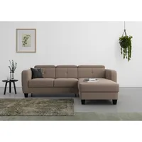 sit&more Ecksofa »Belluci L-Form«, inklusive Federkern, wahlweise mit Bettfunktion und Bettkasten, grau