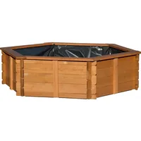 Dobar Gartenteich Hexagon inkl. Teichfolie Kiefer Braun 149 x 128,5 x 40 cm FSC®