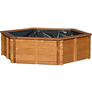 Dobar Gartenteich Hexagon inkl. Teichfolie Kiefer Braun 149 x 128,5 x 40 cm FSC®