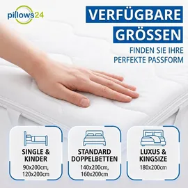 Pillows24 Topper 90 x 200 cm aus Kaltschaum 6 cm hoch weiß
