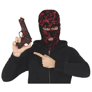 FIESTAS GUIRCA | Blutverschmierte falsche Pistole (22 cm) – Accessoire für Polizei-, Militär-, Räuber- und Halloween-Kostüm – Partyzubehör für Damen, Herren und Kinder – Schwarz